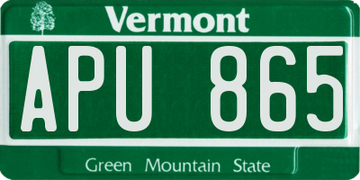 VT license plate APU865