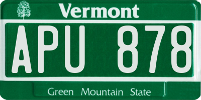 VT license plate APU878