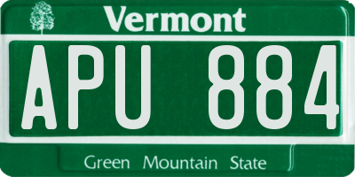VT license plate APU884