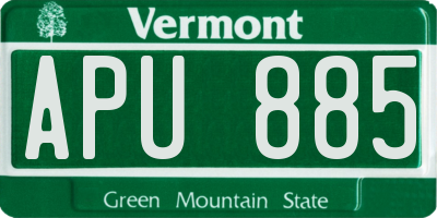 VT license plate APU885