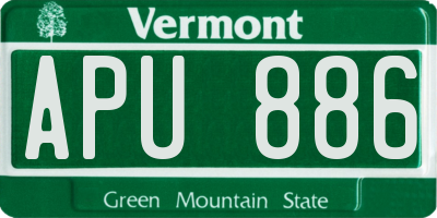 VT license plate APU886