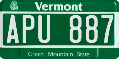 VT license plate APU887