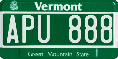 VT license plate APU888