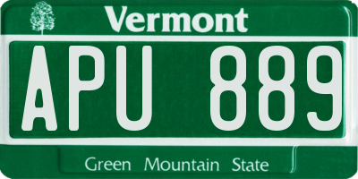 VT license plate APU889