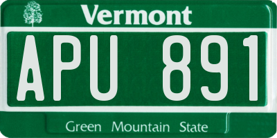 VT license plate APU891