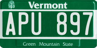 VT license plate APU897