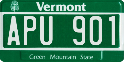 VT license plate APU901