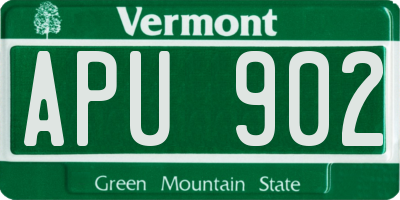VT license plate APU902