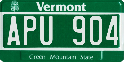 VT license plate APU904