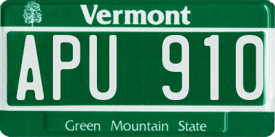 VT license plate APU910