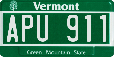 VT license plate APU911