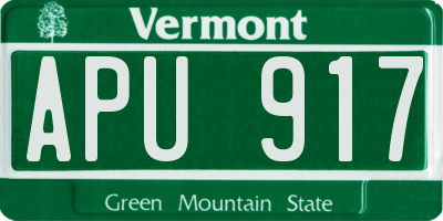 VT license plate APU917