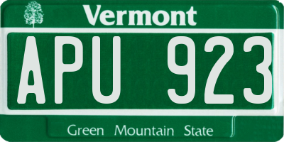 VT license plate APU923