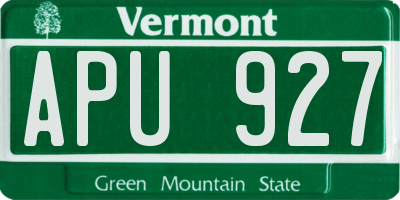 VT license plate APU927