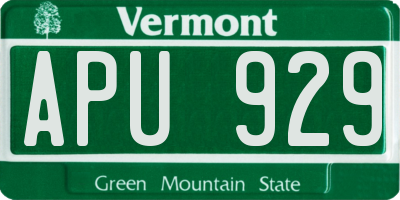 VT license plate APU929