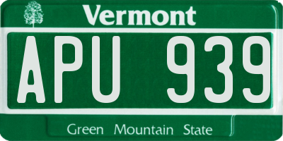 VT license plate APU939