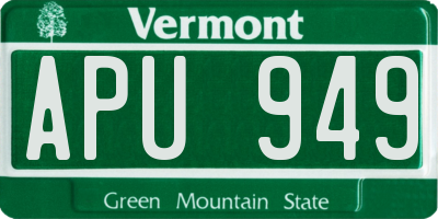 VT license plate APU949