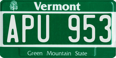 VT license plate APU953