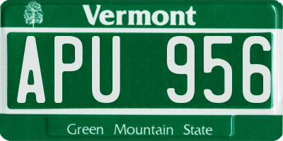 VT license plate APU956