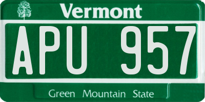 VT license plate APU957