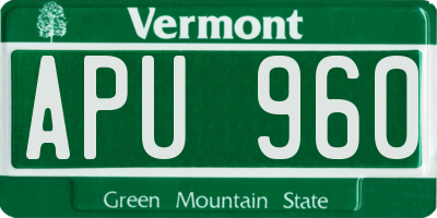 VT license plate APU960