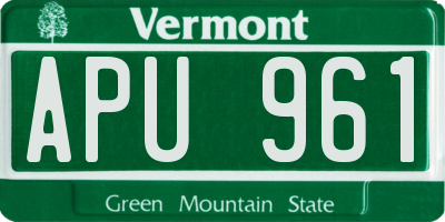VT license plate APU961