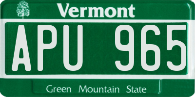 VT license plate APU965