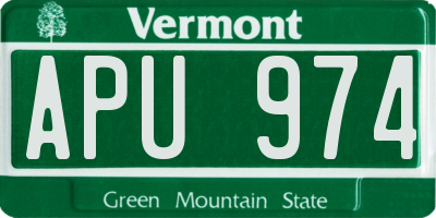 VT license plate APU974