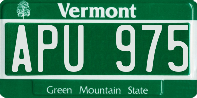VT license plate APU975