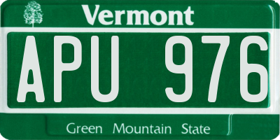 VT license plate APU976