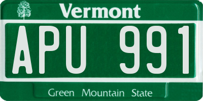 VT license plate APU991