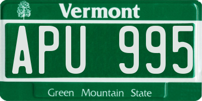 VT license plate APU995