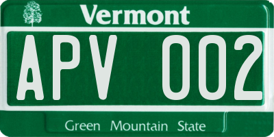 VT license plate APV002