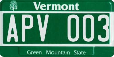 VT license plate APV003
