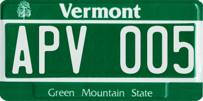 VT license plate APV005