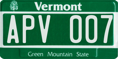VT license plate APV007