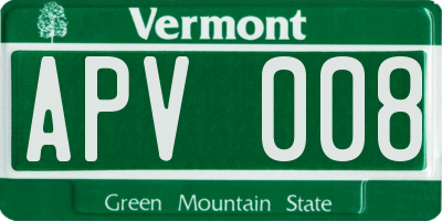 VT license plate APV008