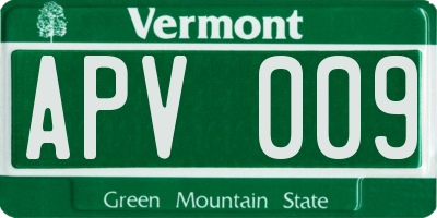 VT license plate APV009