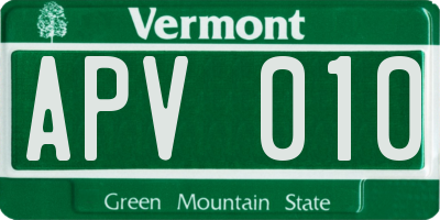 VT license plate APV010