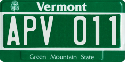 VT license plate APV011