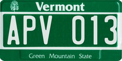 VT license plate APV013