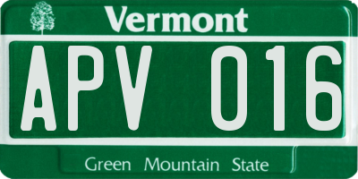 VT license plate APV016