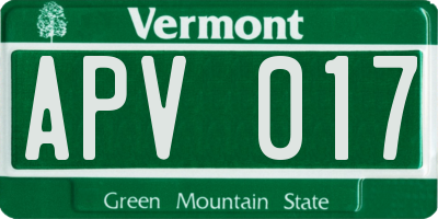 VT license plate APV017
