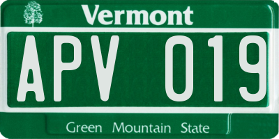 VT license plate APV019