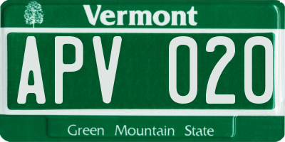 VT license plate APV020