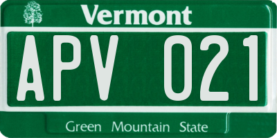 VT license plate APV021