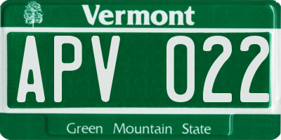 VT license plate APV022