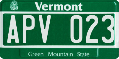 VT license plate APV023
