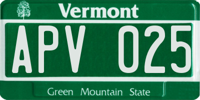 VT license plate APV025