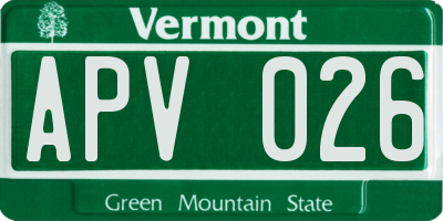 VT license plate APV026